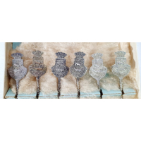 Doosje met 6 zilveren (800) theelepels uitgegeven door de KLM